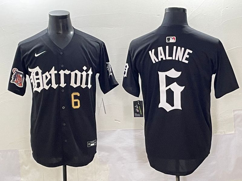 Men 2025 Detroit Tigers #6 Kaline Black Five generations Joint Name Nike MLB Jersey style 8
